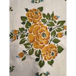 Vintage 1974 Sears Roebuck Yellow Floral Rose Fabric Panel Retro 70s Decor 4YDS